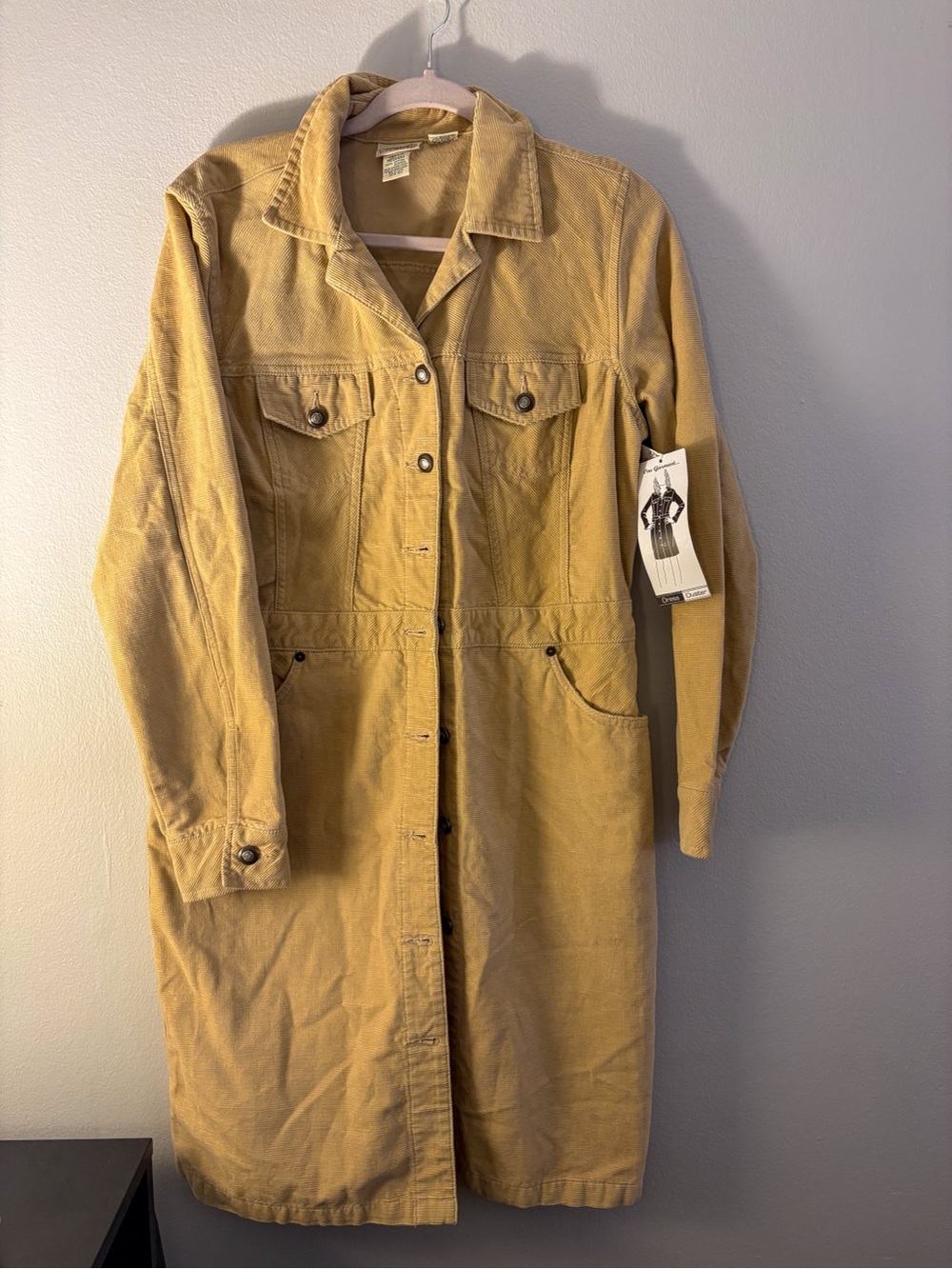St. John's Bay Mustard Long Button-Front Trench Coat